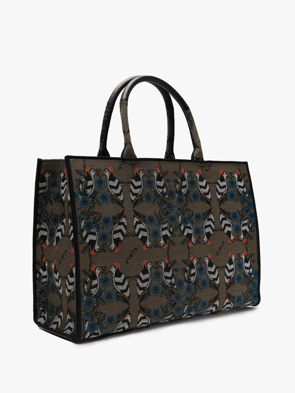 FURLA Large Opportunity Multi Jacquard Bird Tote Bag