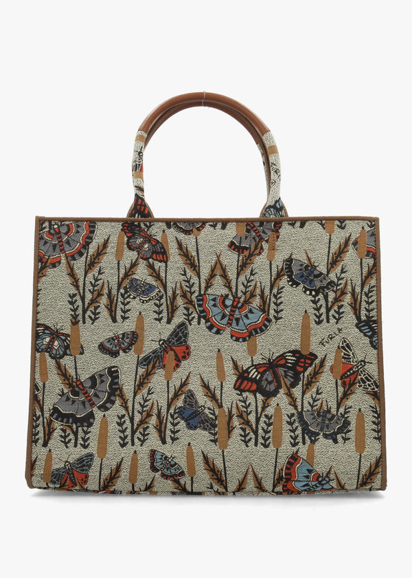 Large Opportunity Multi Jacquard Butterfly Tote Bag
