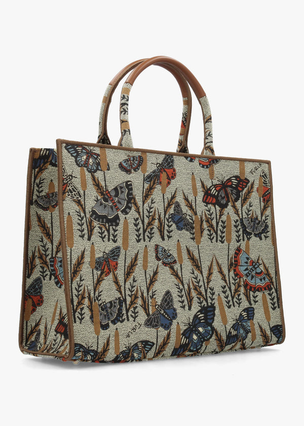 Large Opportunity Multi Jacquard Butterfly Tote Bag