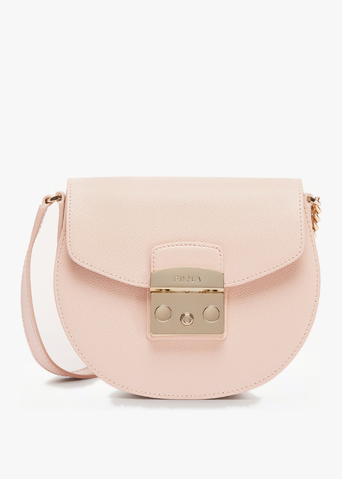 Furla Mini Metropolis Round Tan Leather Cross-Body Bag