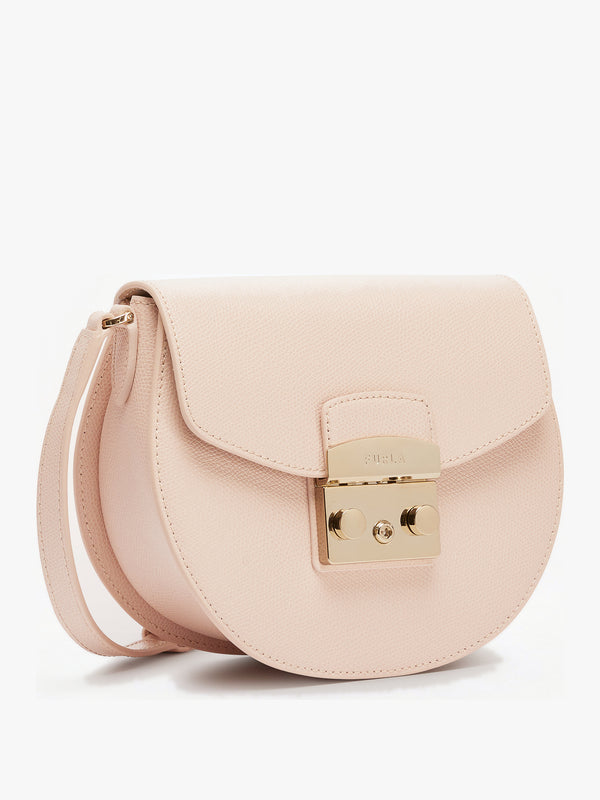 Furla Mini Metropolis Round Tan Leather Cross-Body Bag
