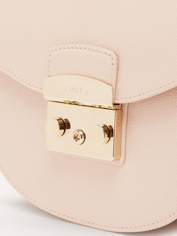 Furla Mini Metropolis Round Tan Leather Cross-Body Bag
