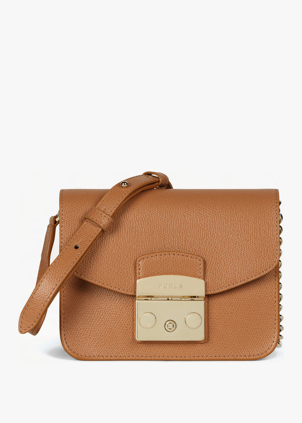 Mini Metropolis Tan Leather Cross-Body Bag