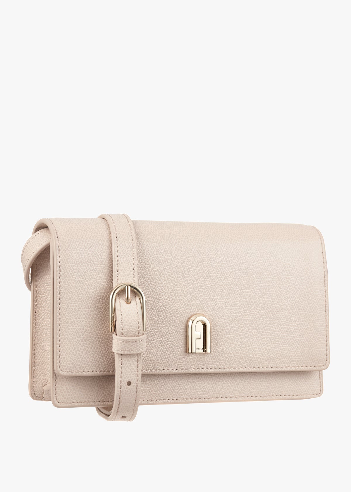 Beige Leather Mini Cross-Body Bag