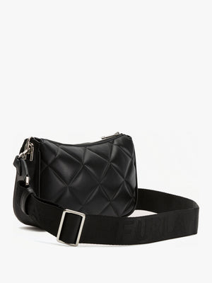Moon Quilted Black Leather Shoulder Bag