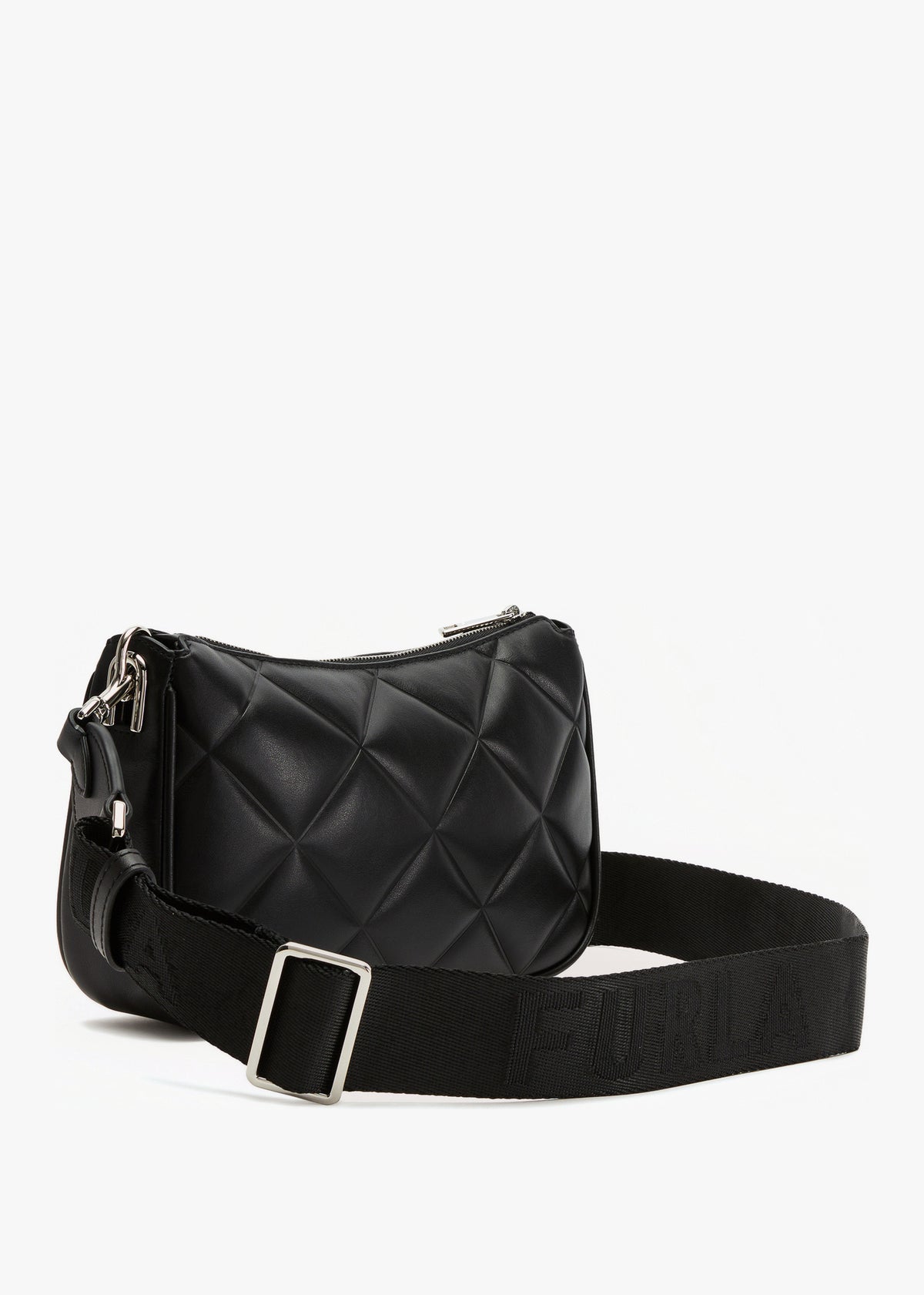Moon Quilted Black Leather Shoulder Bag
