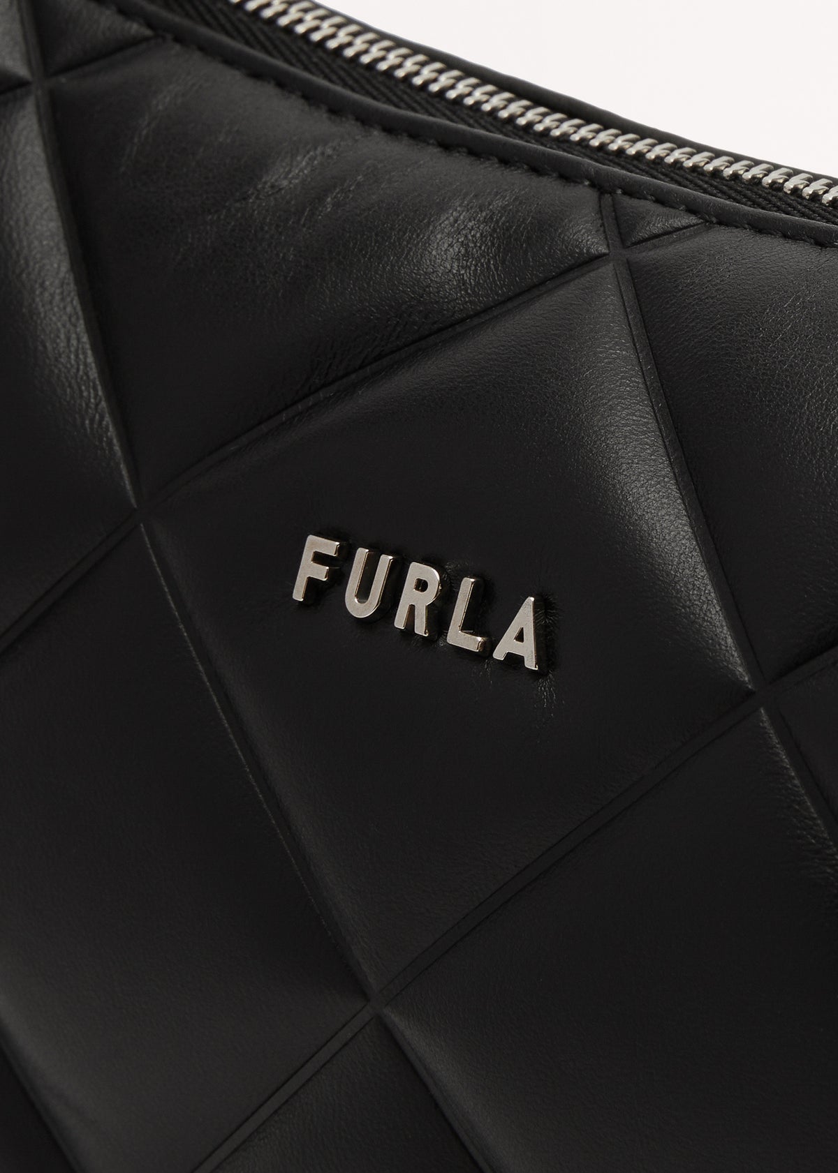 Moon Quilted Black Leather Shoulder Bag