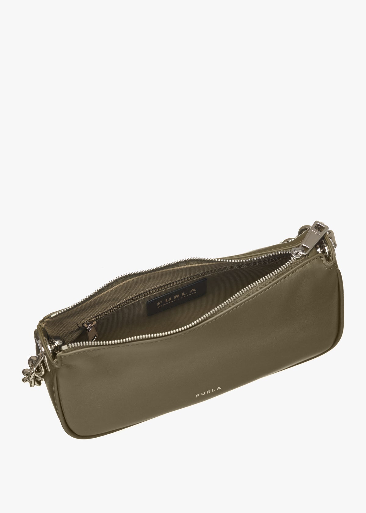 Moon Khaki Leather Shoulder Bag