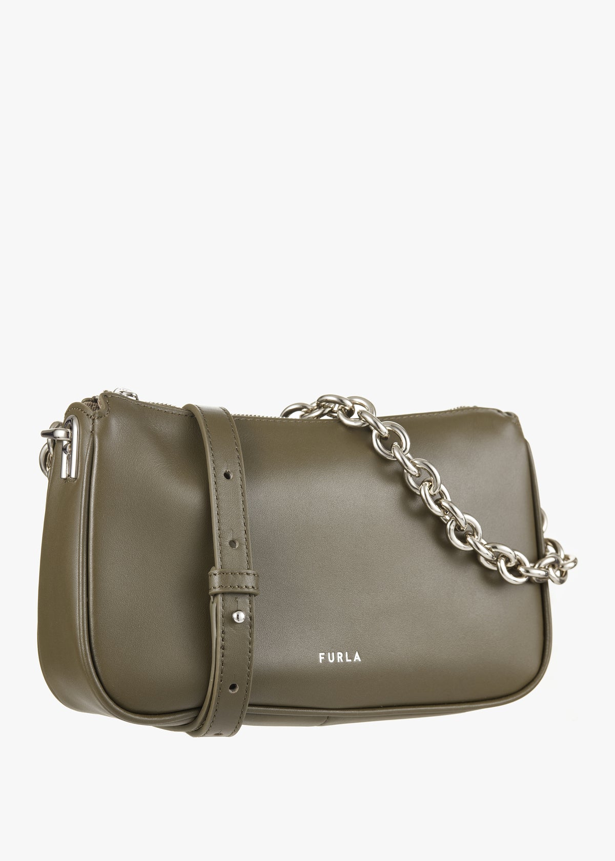 Moon Khaki Leather Shoulder Bag