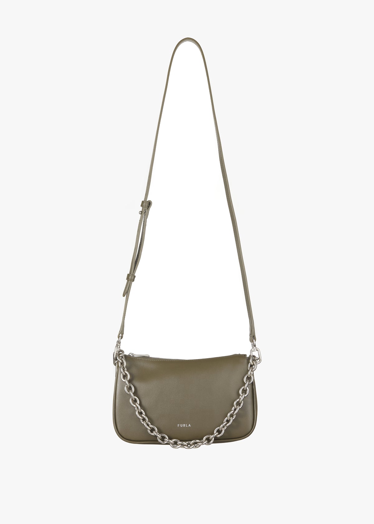 Moon Khaki Leather Shoulder Bag