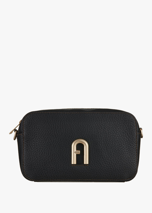 Small Primula Black Leather Cross-Body Bag