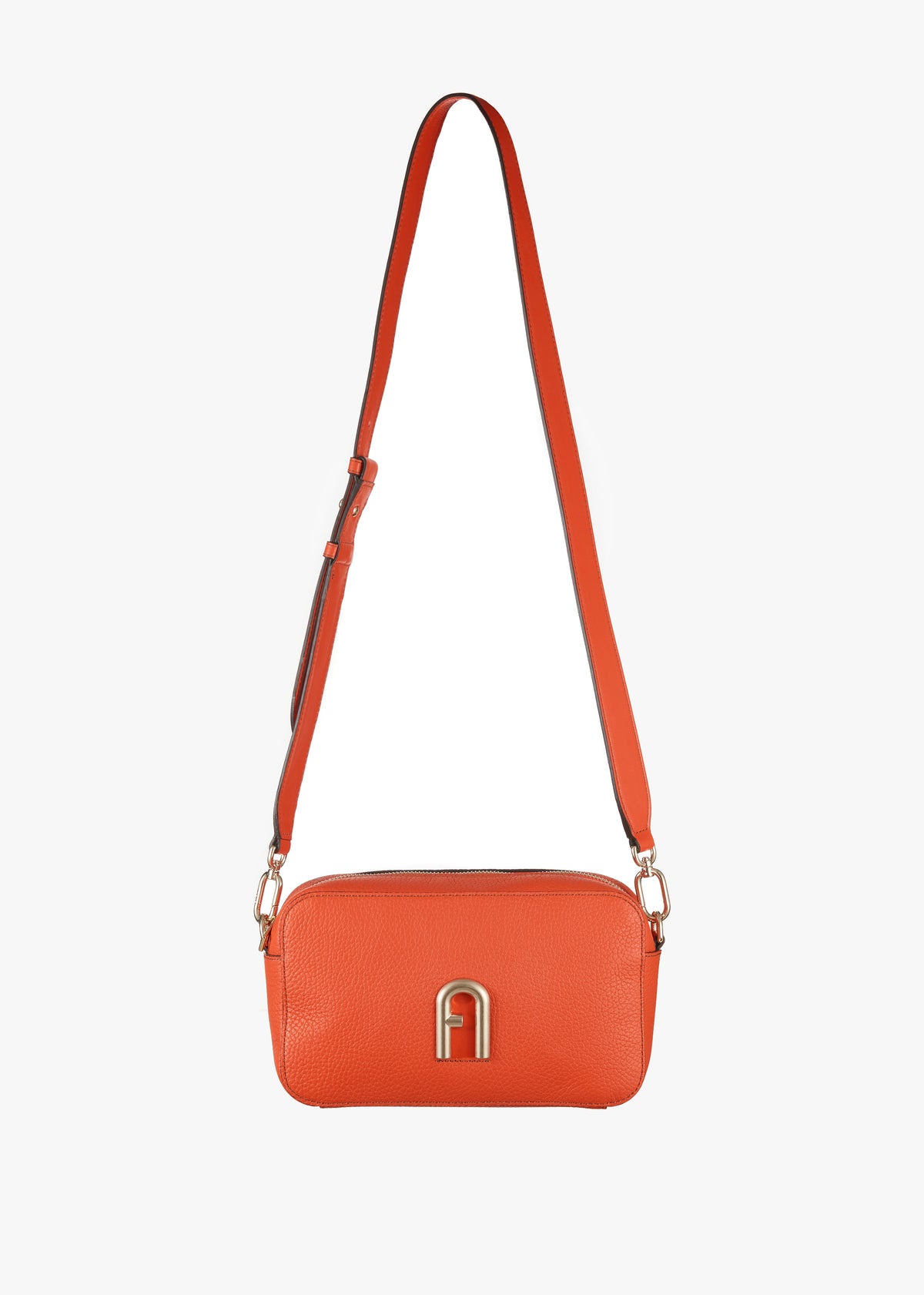 Primula S Orange Leather Cross-Body Bag