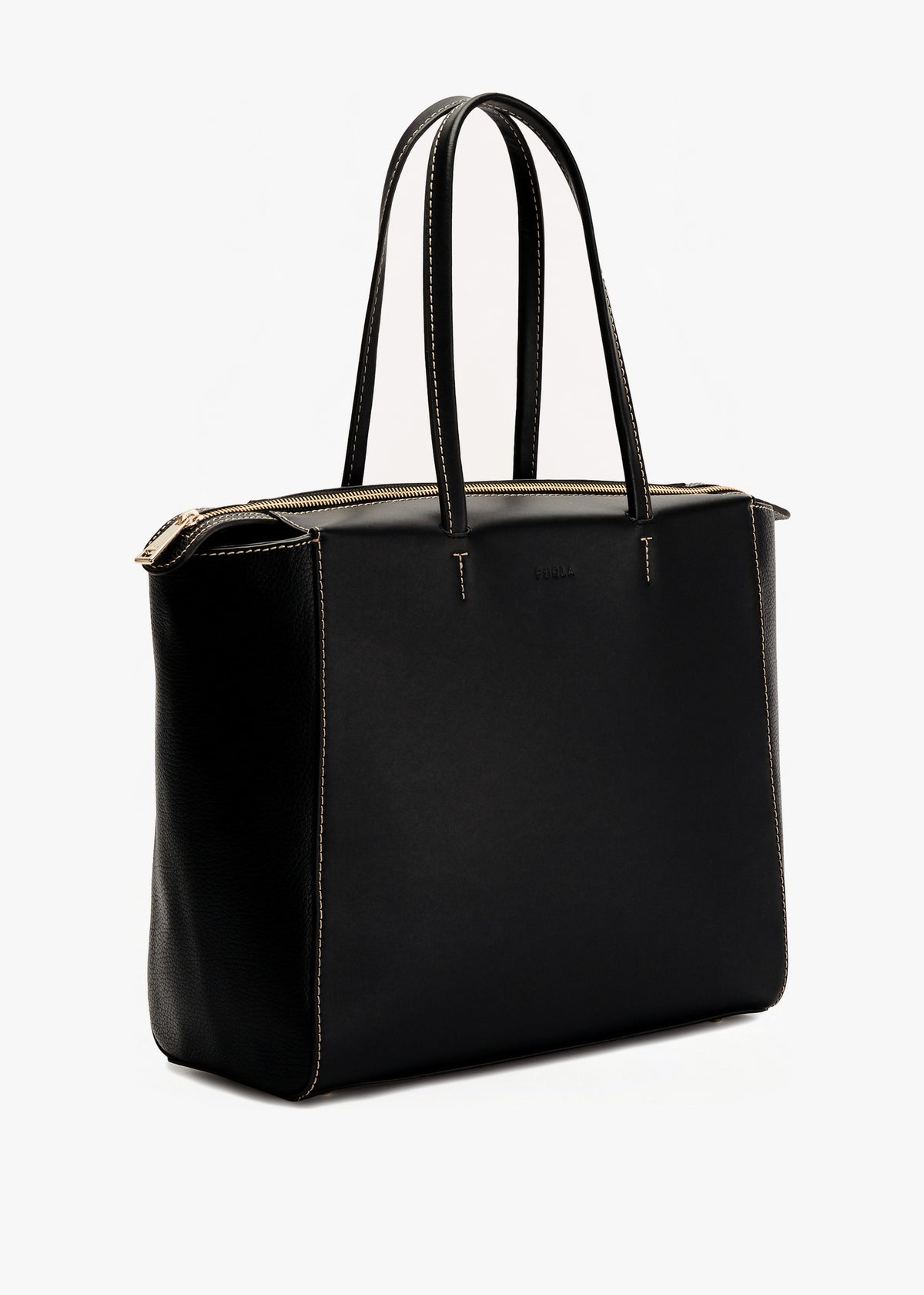 Regina L Black Leather Tote Bag