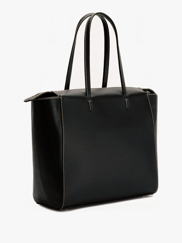 Regina L Black Leather Tote Bag