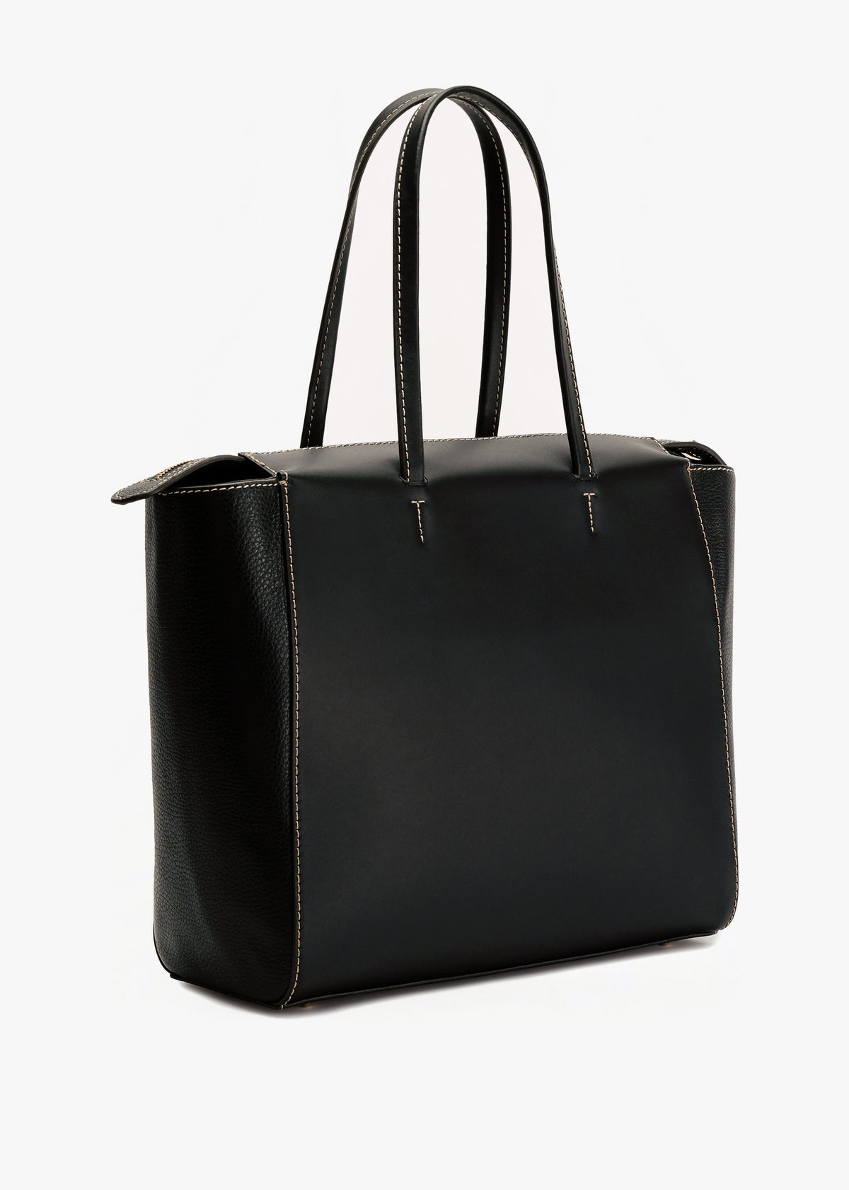 Regina L Black Leather Tote Bag