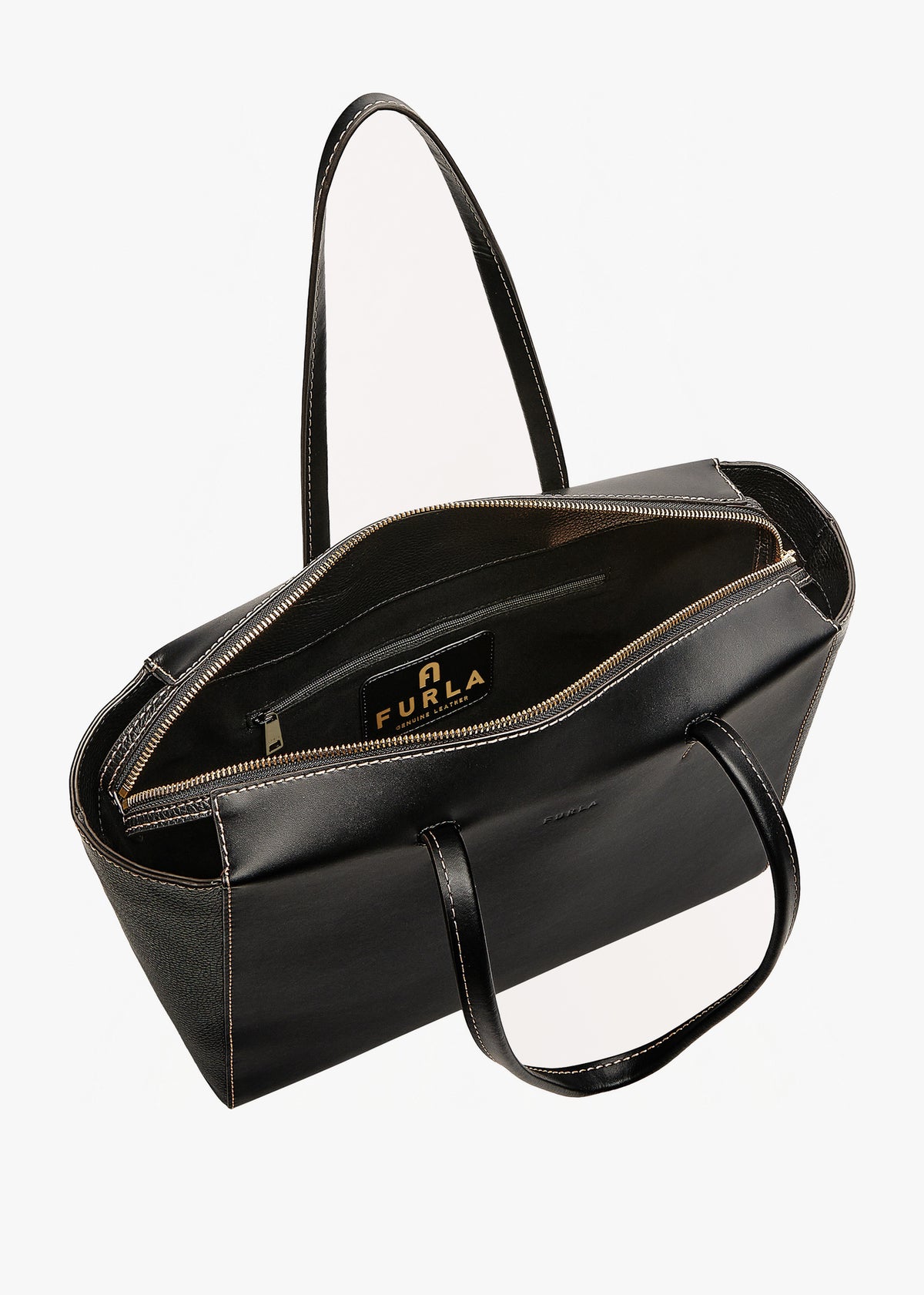 Regina L Black Leather Tote Bag
