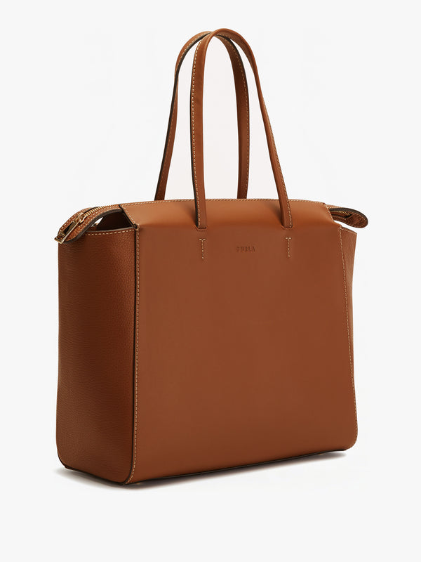 Regina L Tan Leather Tote Bag