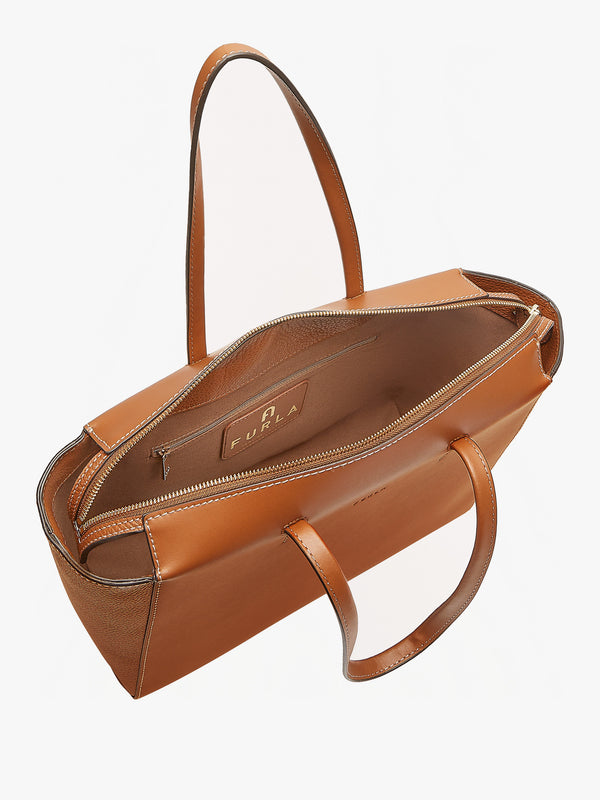 Regina L Tan Leather Tote Bag