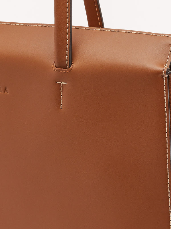 Regina L Tan Leather Tote Bag