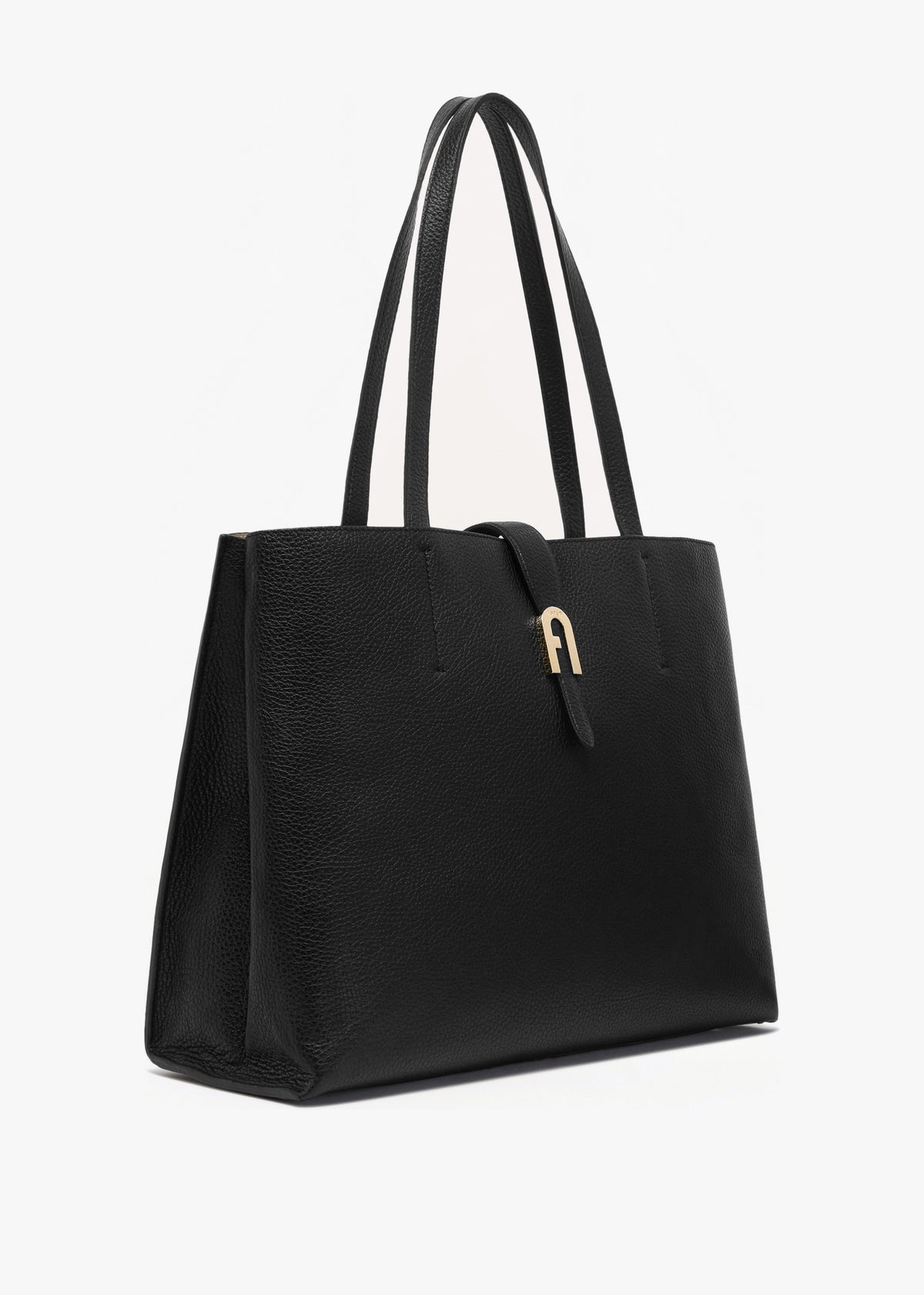 Sofia L Black Leather Tote Bag