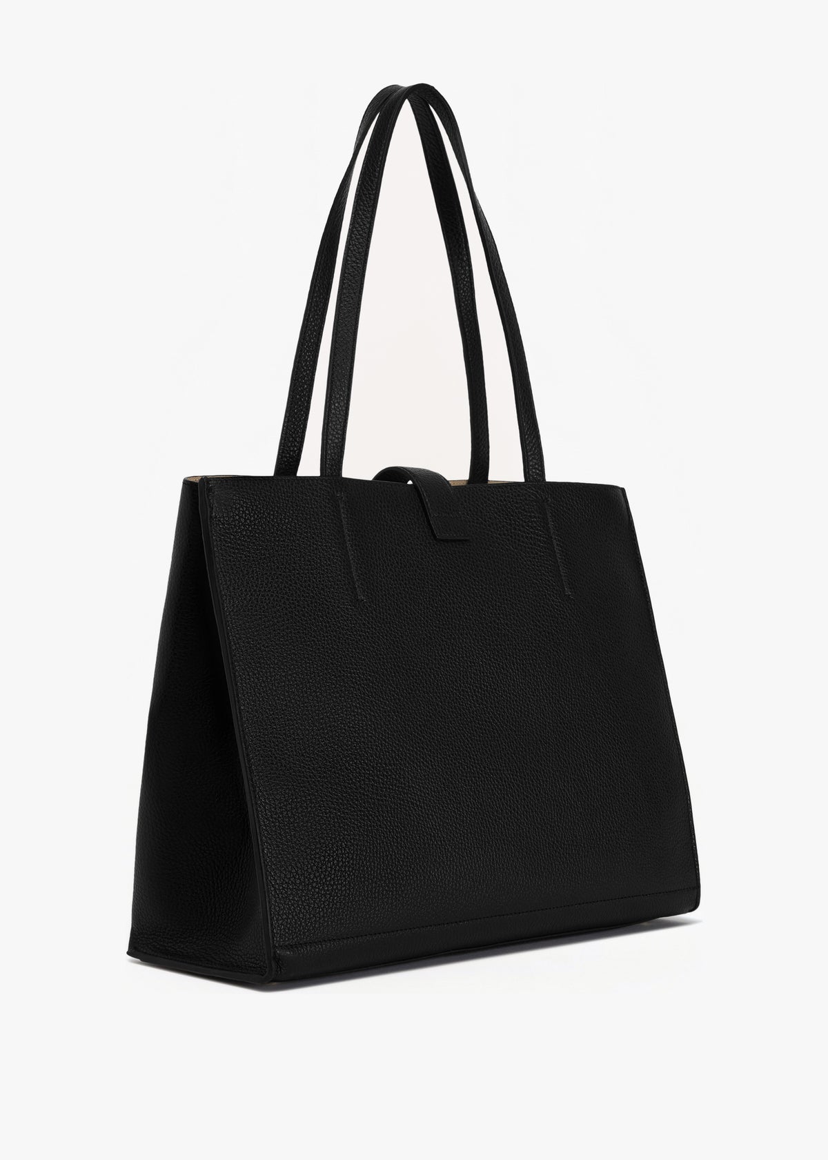 Sofia L Black Leather Tote Bag