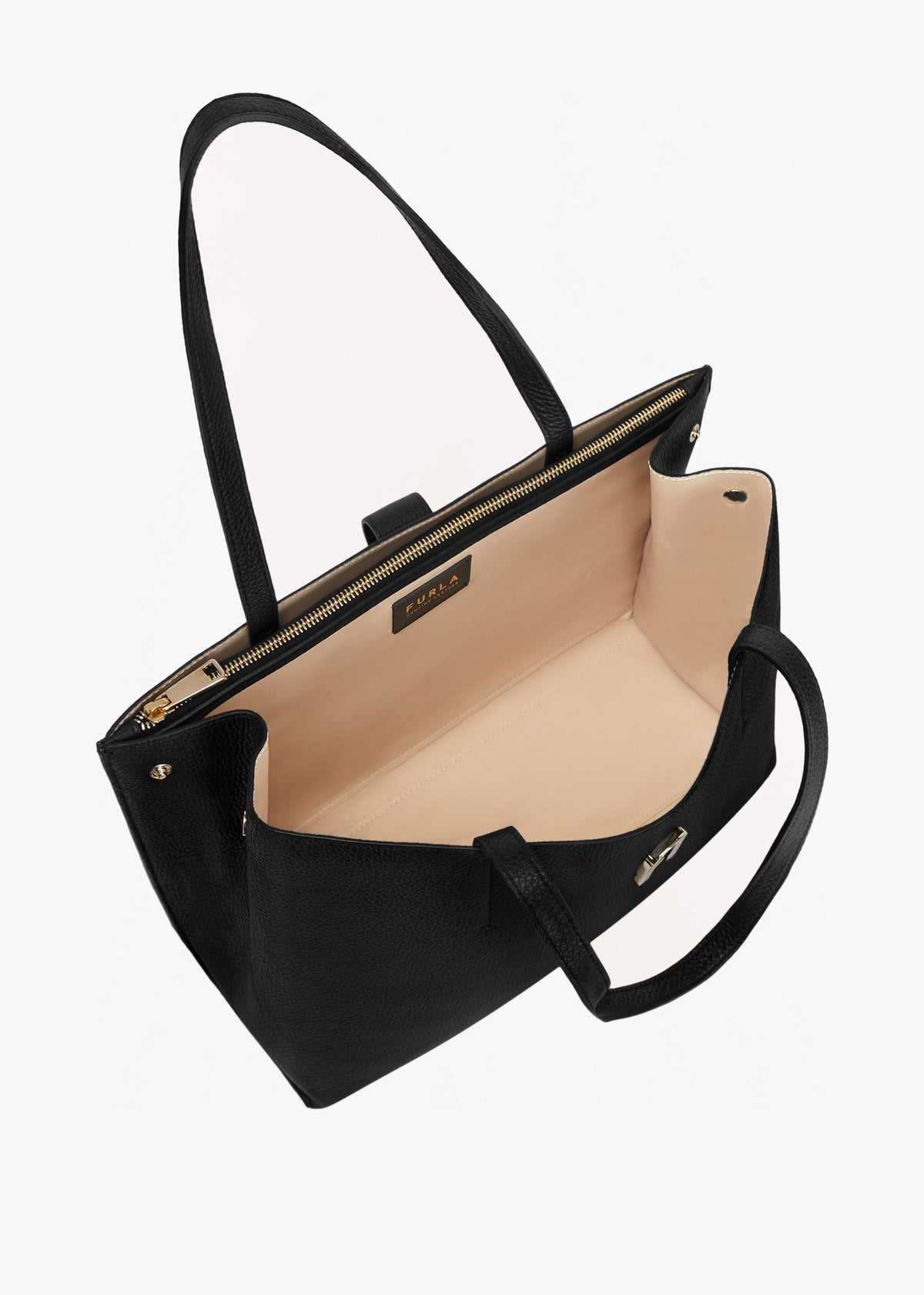 Sofia L Black Leather Tote Bag