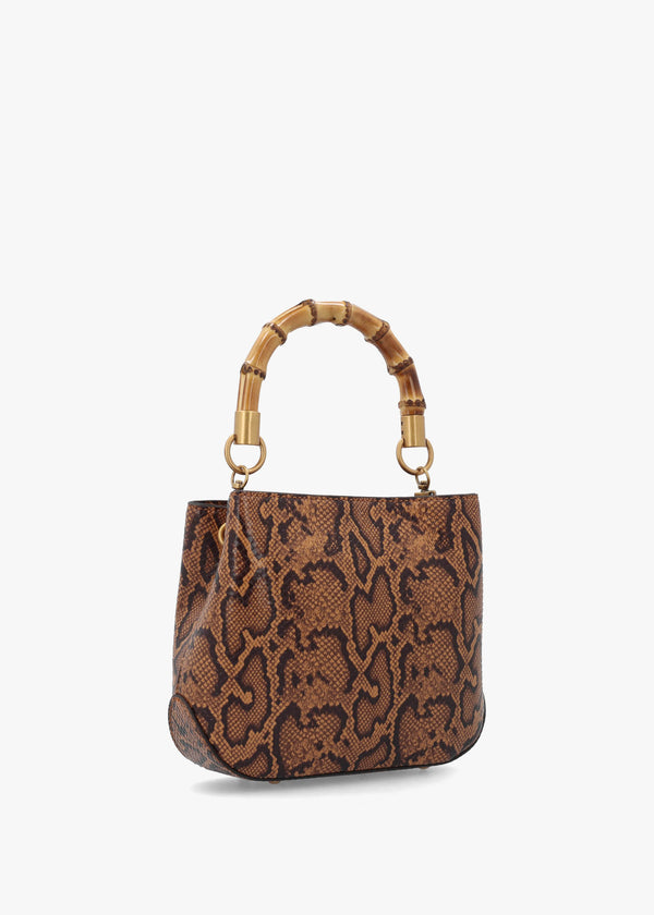 Small Eire Amber Python Bucket Bag