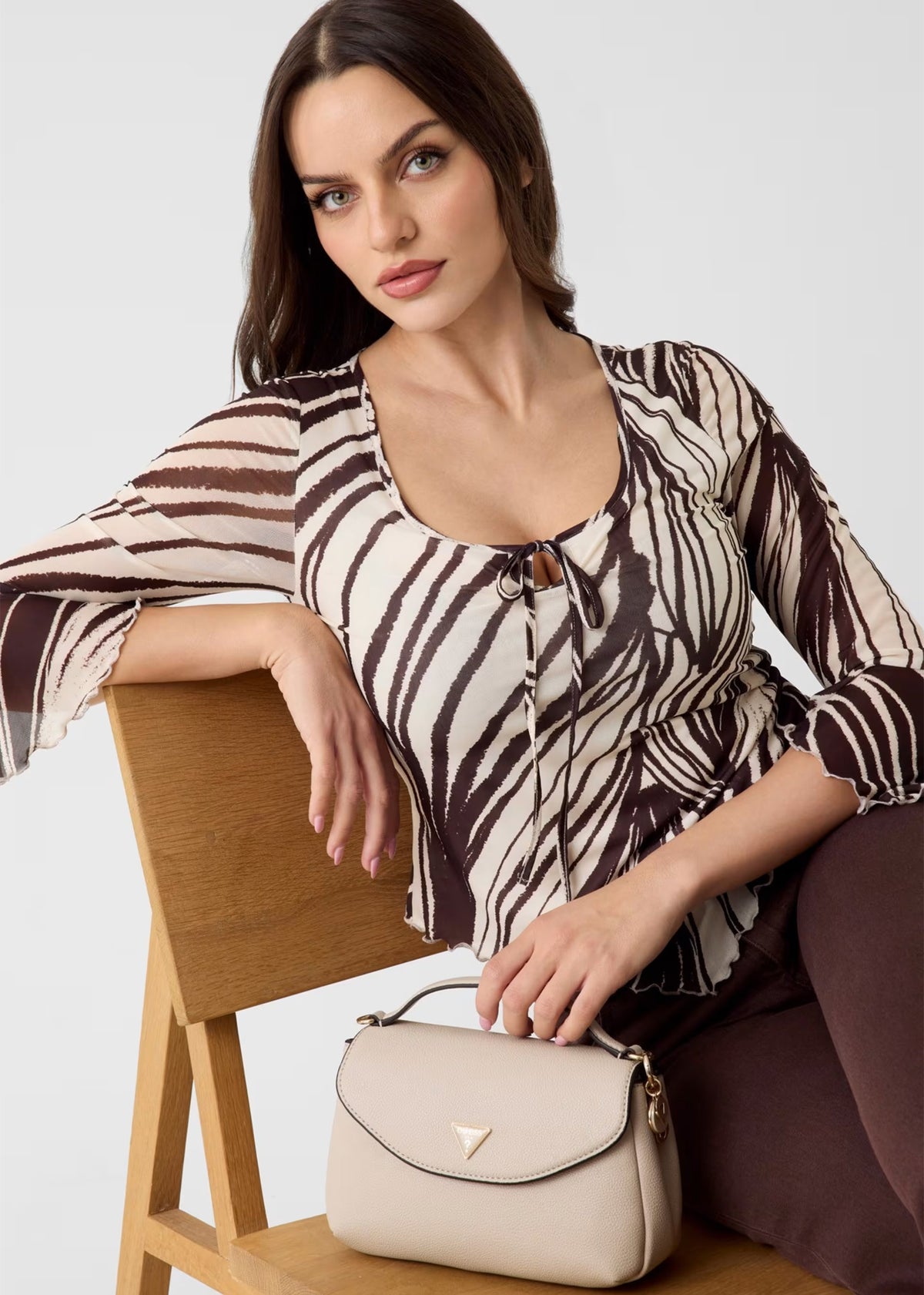 Evie Light Taupe Top Handle Cross-Body Bag