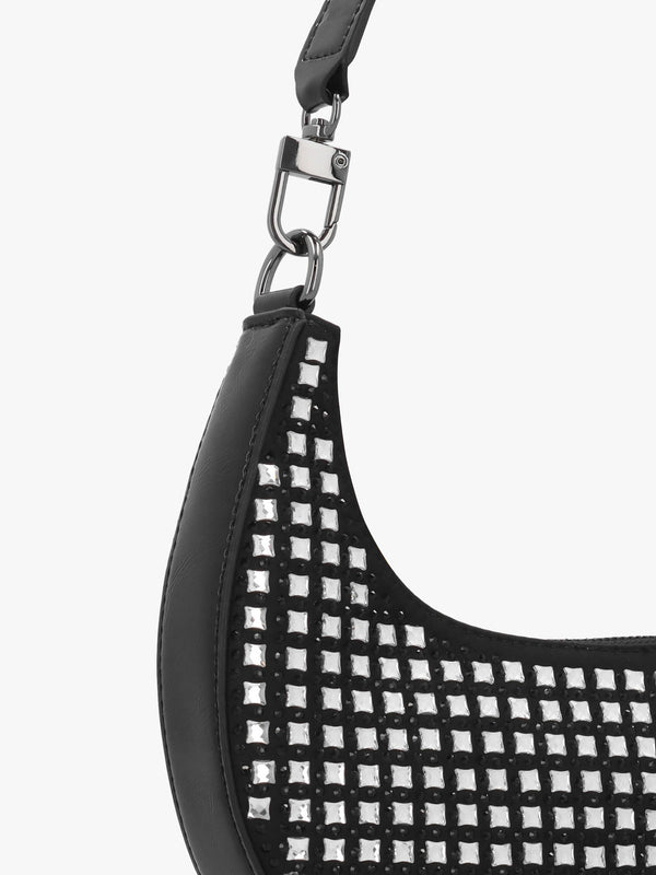 Small Lua Black Embellished Hobo Bag