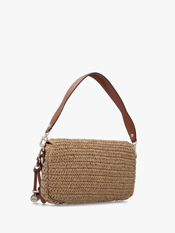 Ofelia Woven Straw Natural Cognac Shoulder Bag