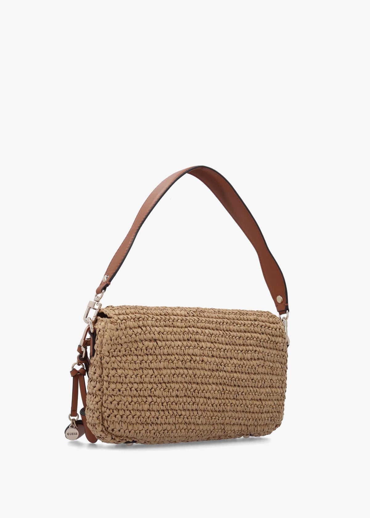 Ofelia Woven Straw Natural Cognac Shoulder Bag