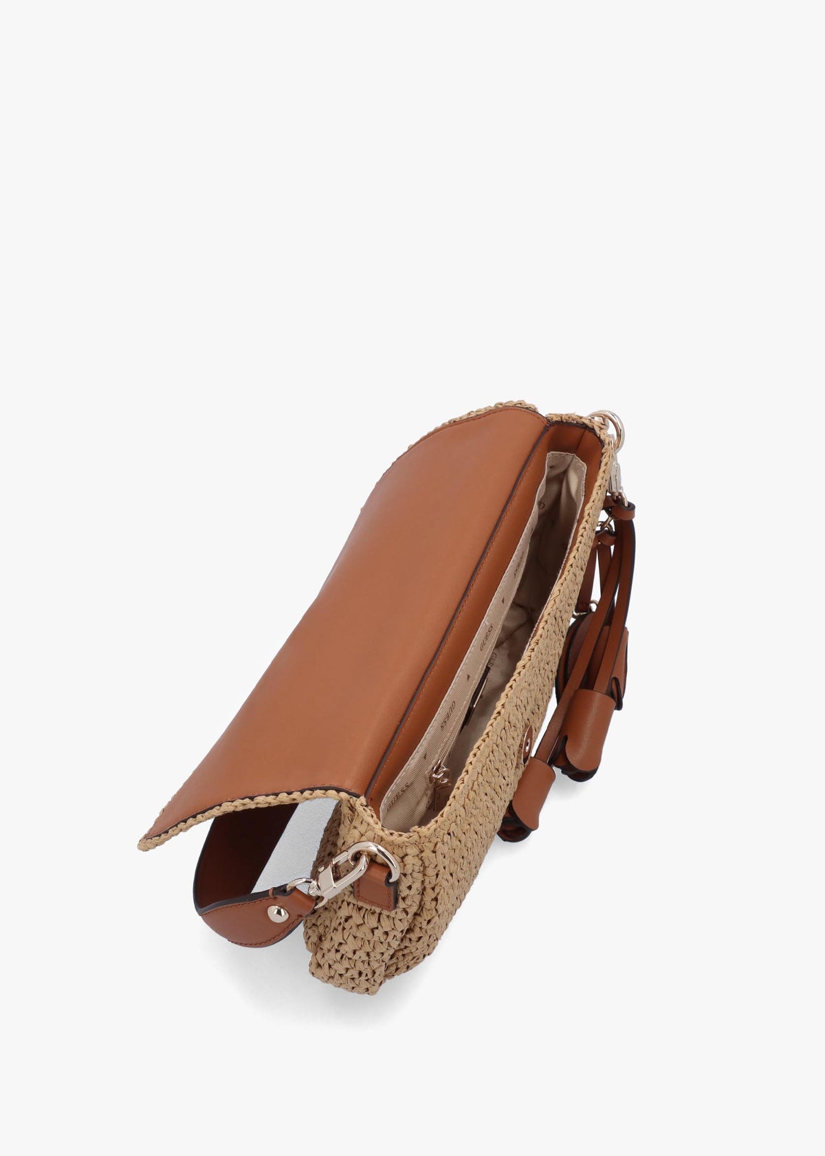 Ofelia Woven Straw Natural Cognac Shoulder Bag