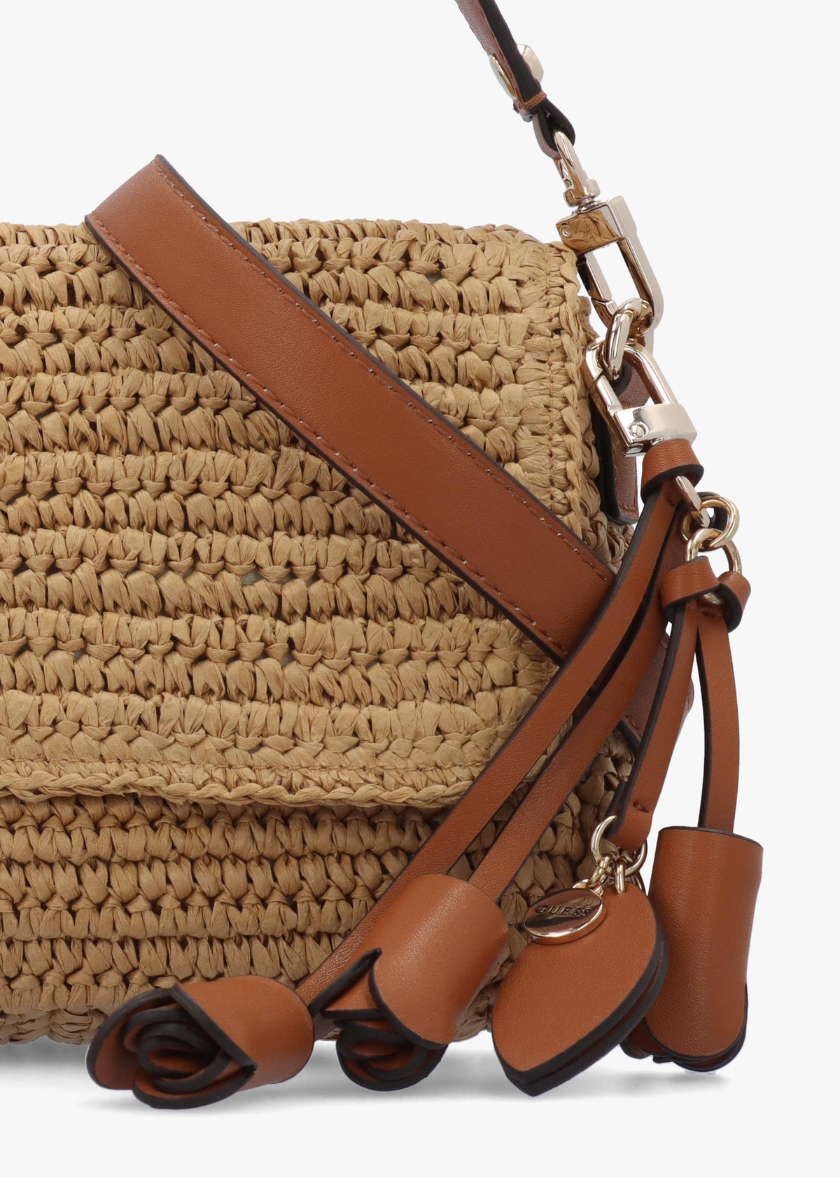 Ofelia Woven Straw Natural Cognac Shoulder Bag