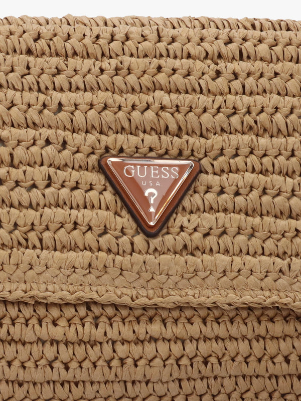 Ofelia Woven Straw Natural Cognac Shoulder Bag