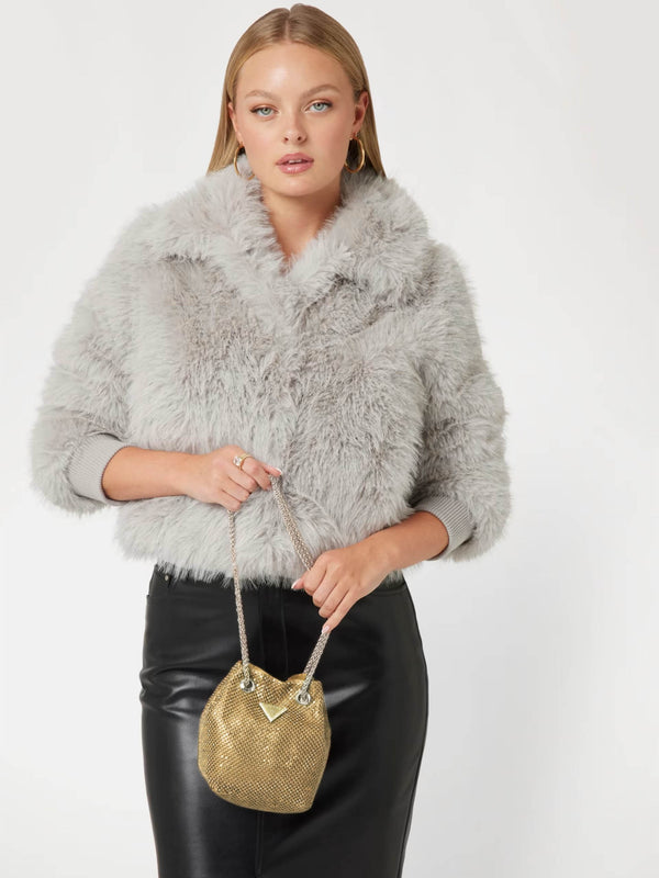 Zalina Gold Diamante Chain Mesh Pouch