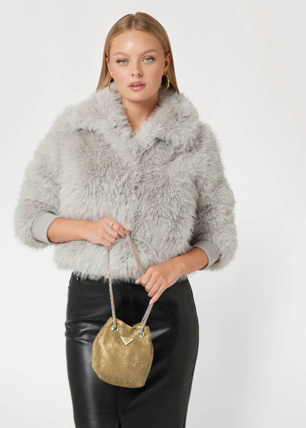 Zalina Gold Diamante Chain Mesh Pouch