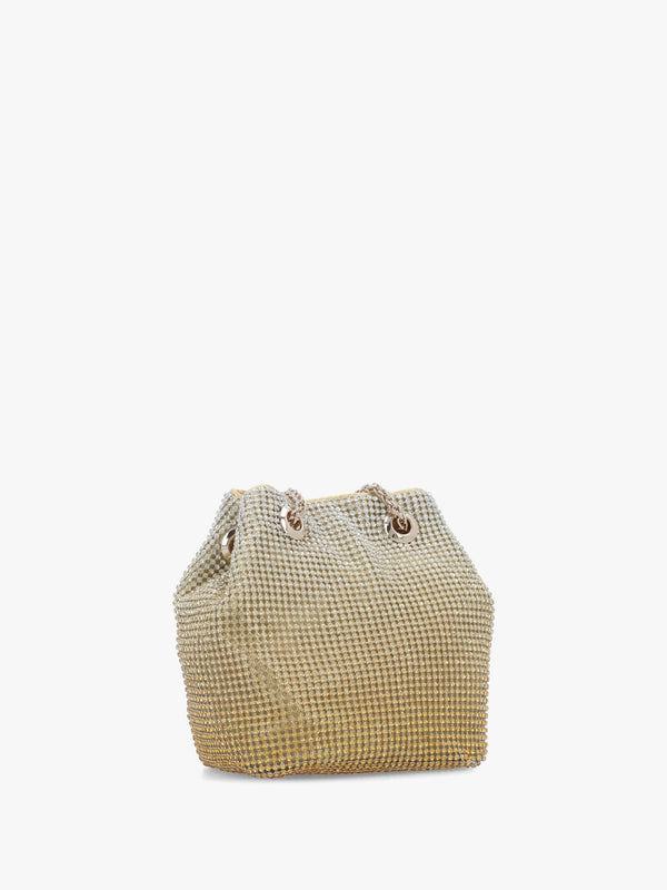 Zalina Gold Diamante Chain Mesh Pouch
