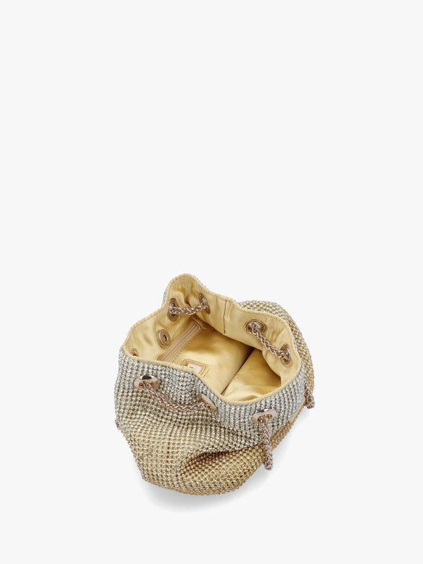 Zalina Gold Diamante Chain Mesh Pouch