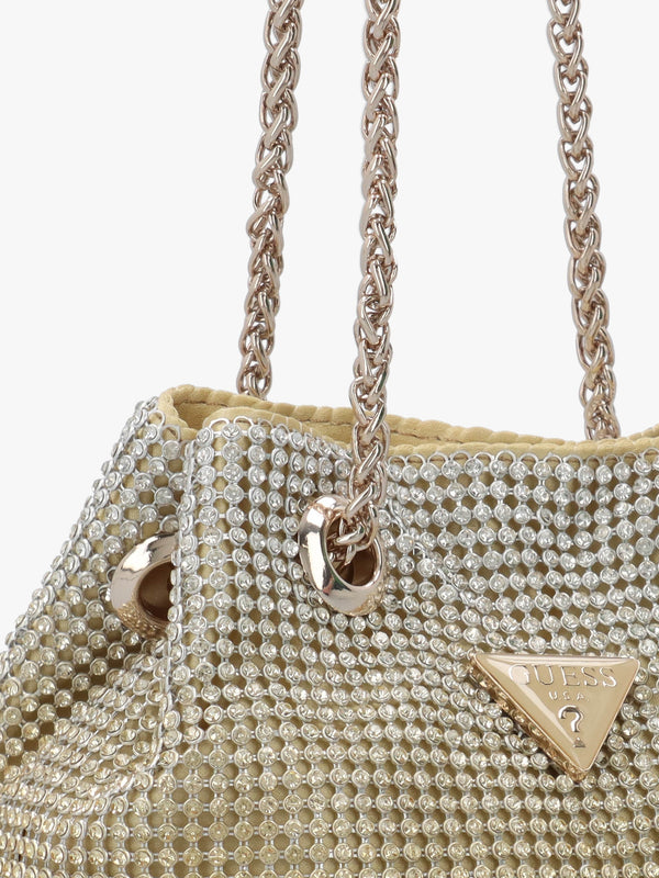 Zalina Gold Diamante Chain Mesh Pouch