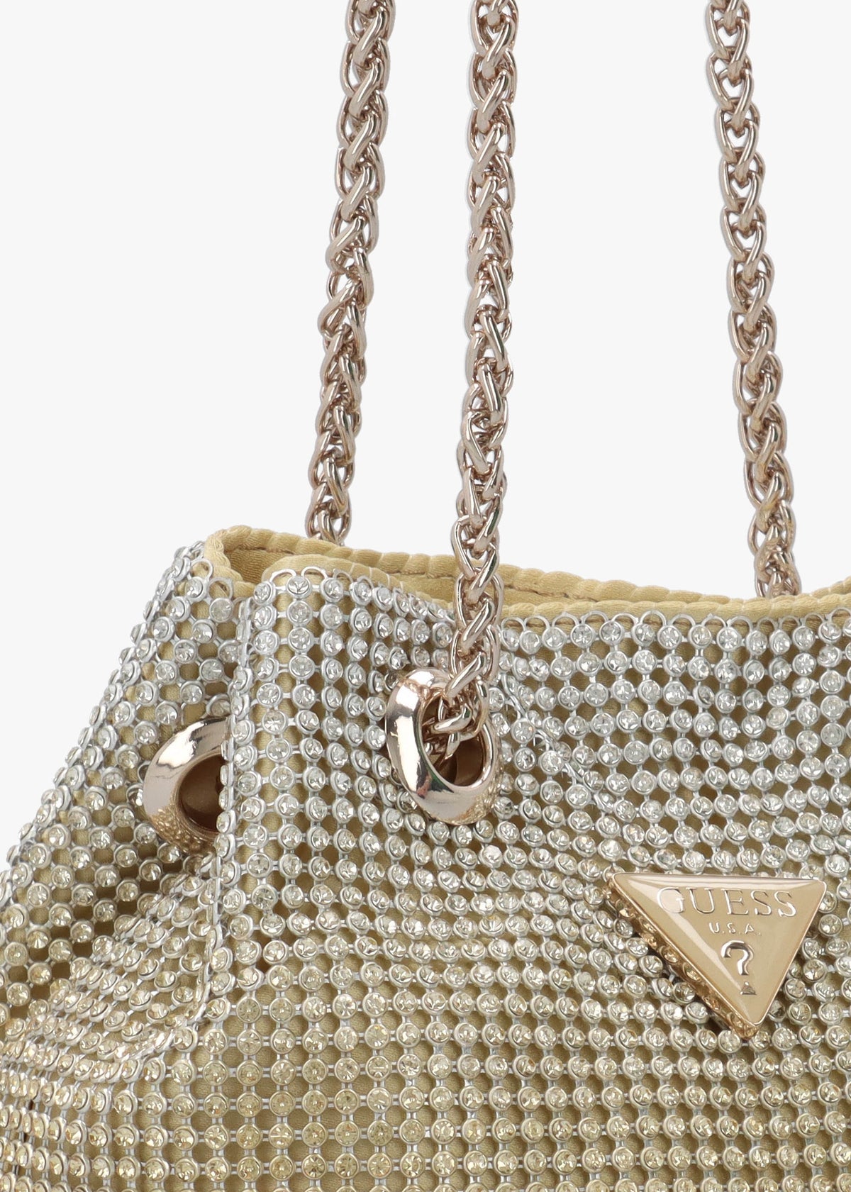 Zalina Gold Diamante Chain Mesh Pouch