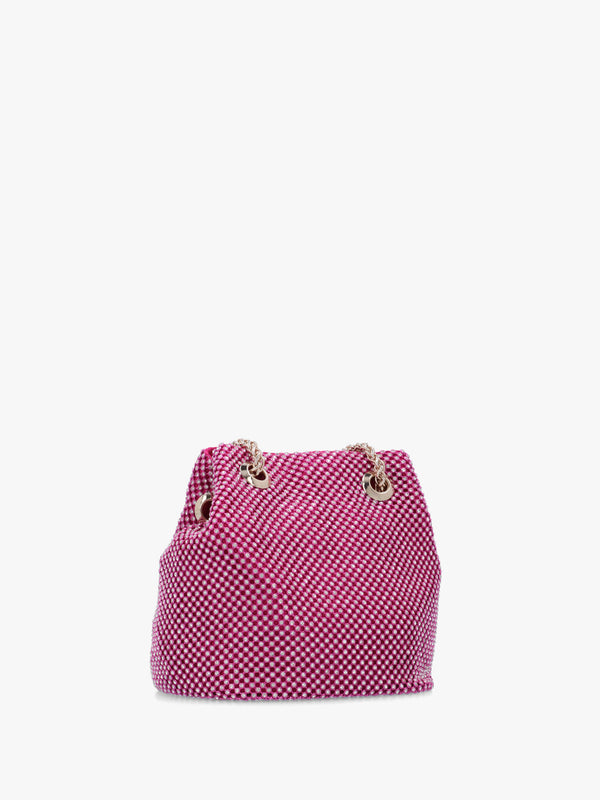 Zalina Fuchsia Diamante Chain Mesh Pouch