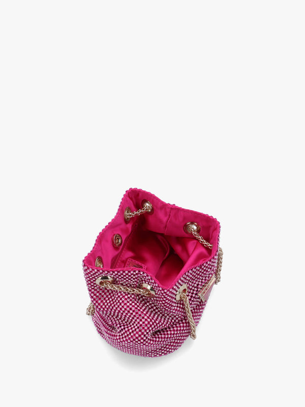 Zalina Fuchsia Diamante Chain Mesh Pouch