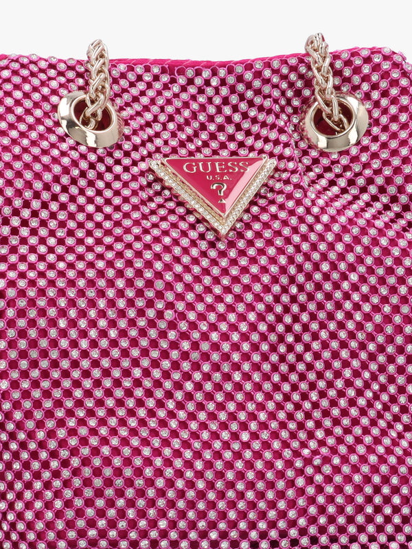 Zalina Fuchsia Diamante Chain Mesh Pouch
