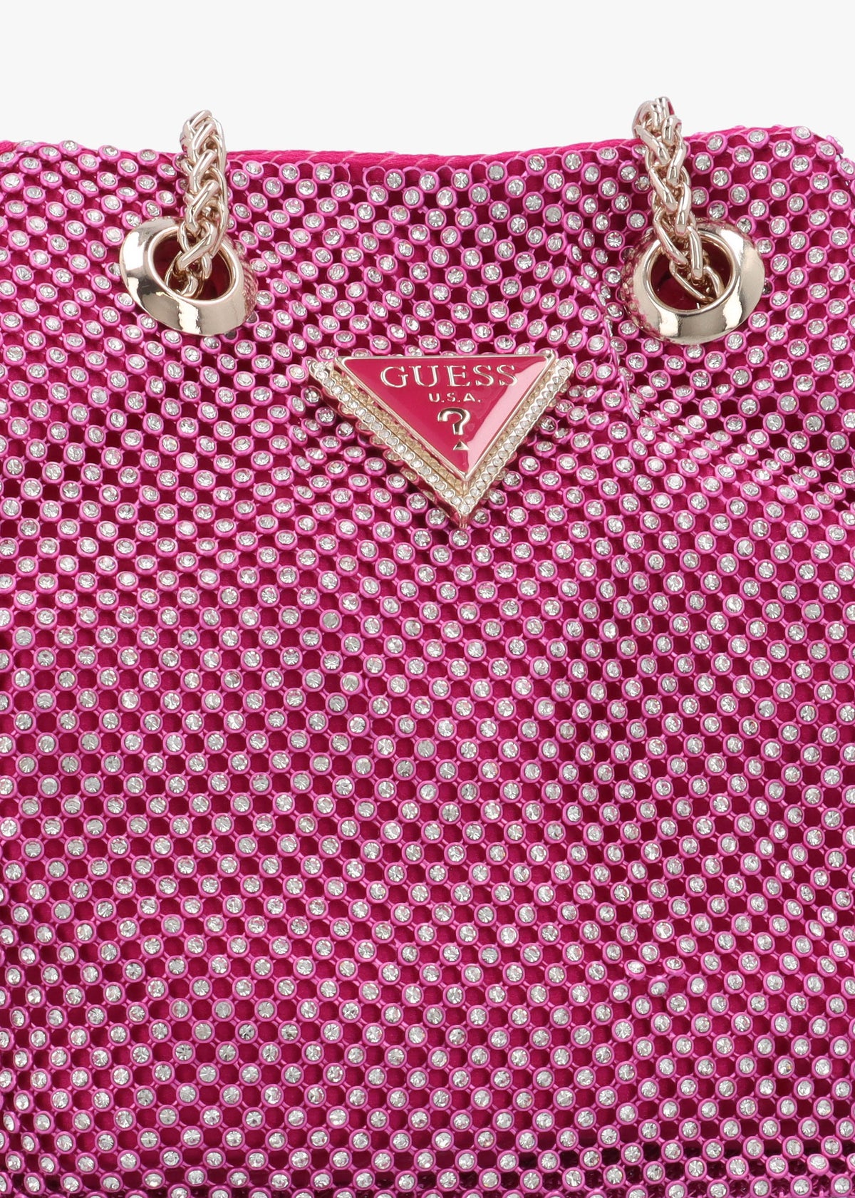 Zalina Fuchsia Diamante Chain Mesh Pouch