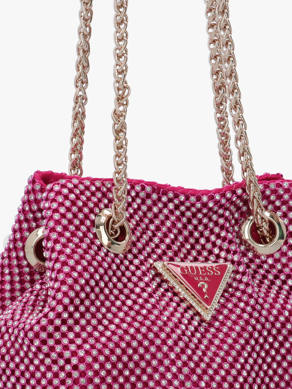 Zalina Fuchsia Diamante Chain Mesh Pouch