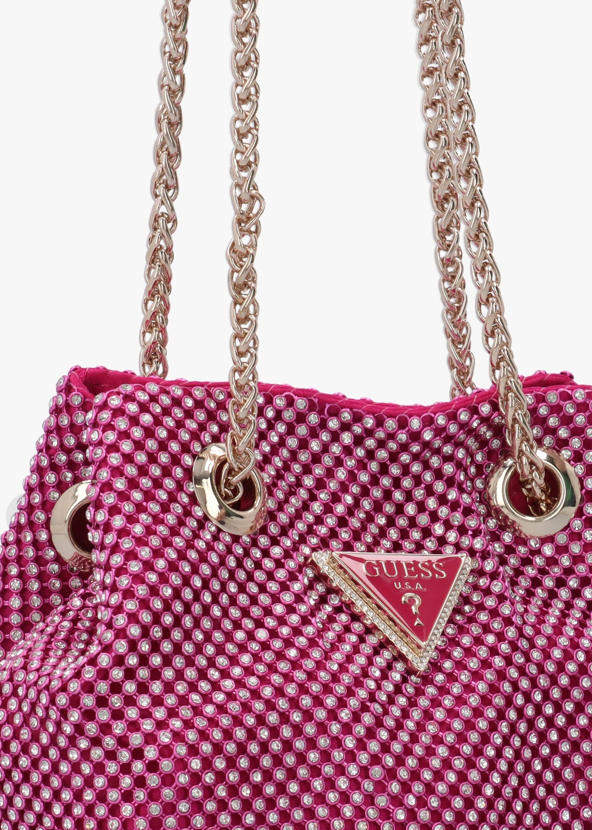 Zalina Fuchsia Diamante Chain Mesh Pouch