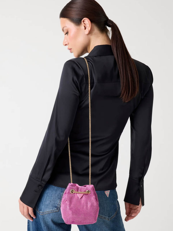 Zalina Fuchsia Diamante Chain Mesh Pouch
