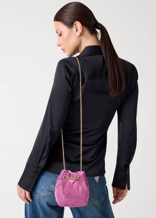 Zalina Fuchsia Diamante Chain Mesh Pouch