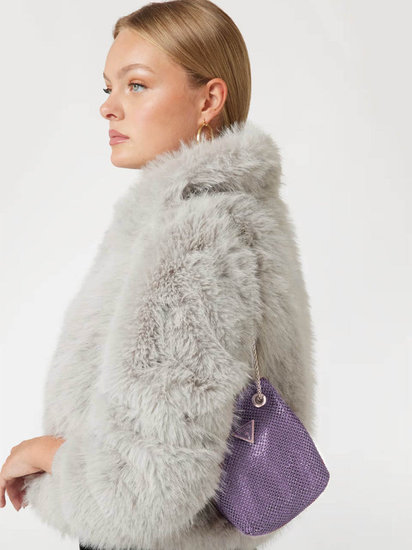 Zalina Orchid Diamante Chain Mesh Pouch