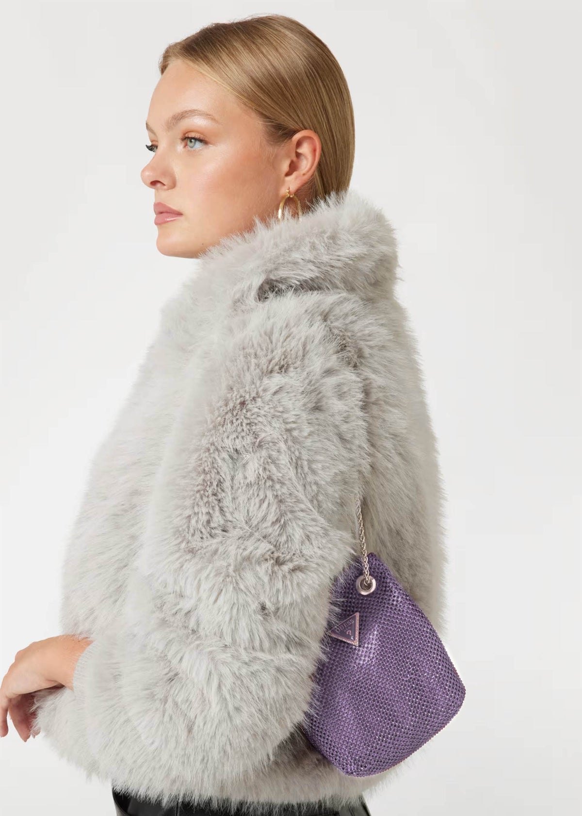Zalina Orchid Diamante Chain Mesh Pouch
